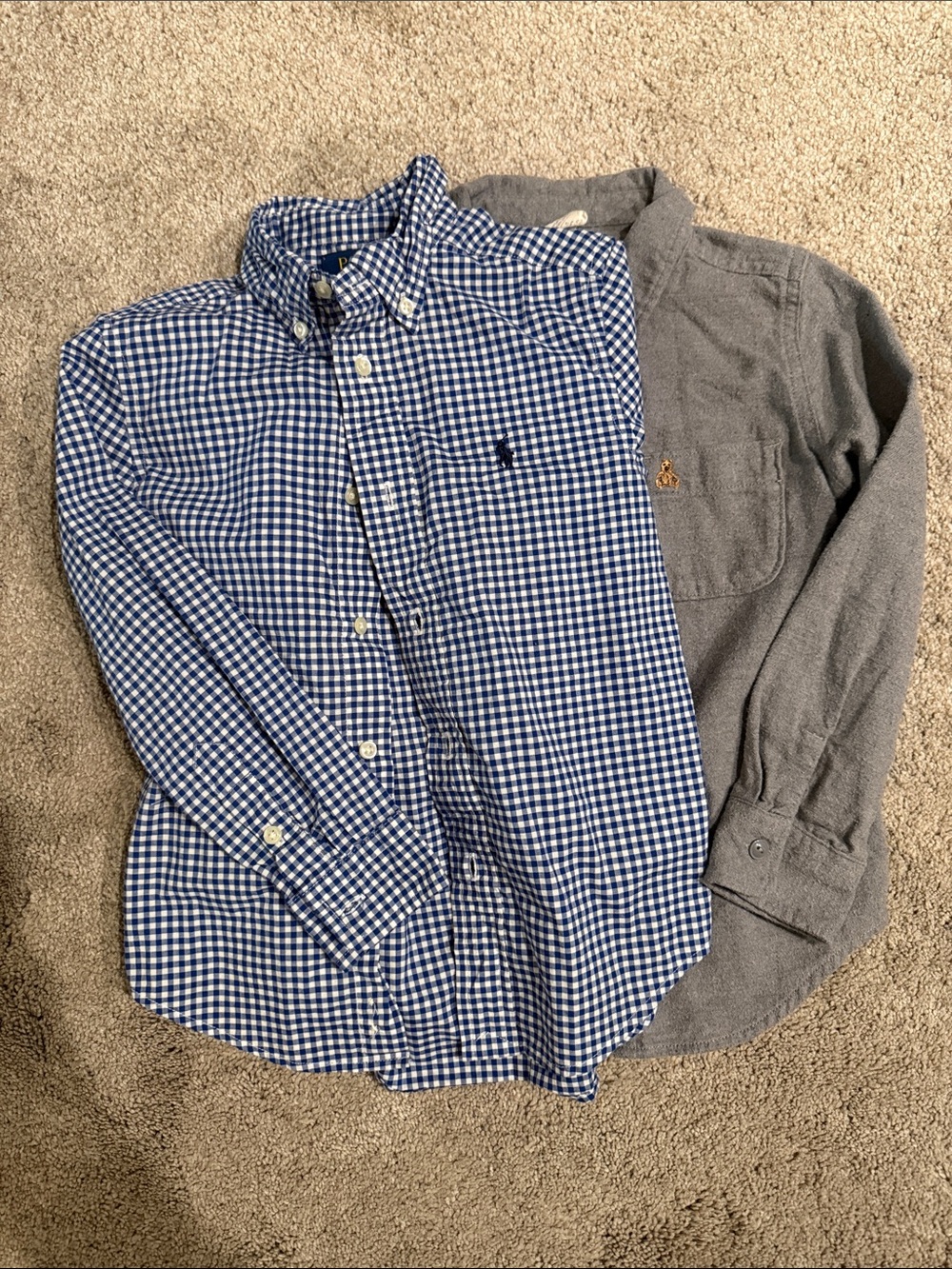 Polo by Ralph Lauren Blue Gingham Button-Down Shirt with GAP Gray Flannel size 5